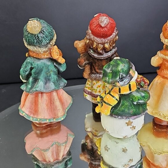 Gorgeous Candle Girls And Santa Christmas Decorations Unlit Wax Glitter Gift - Picture 9 of 10